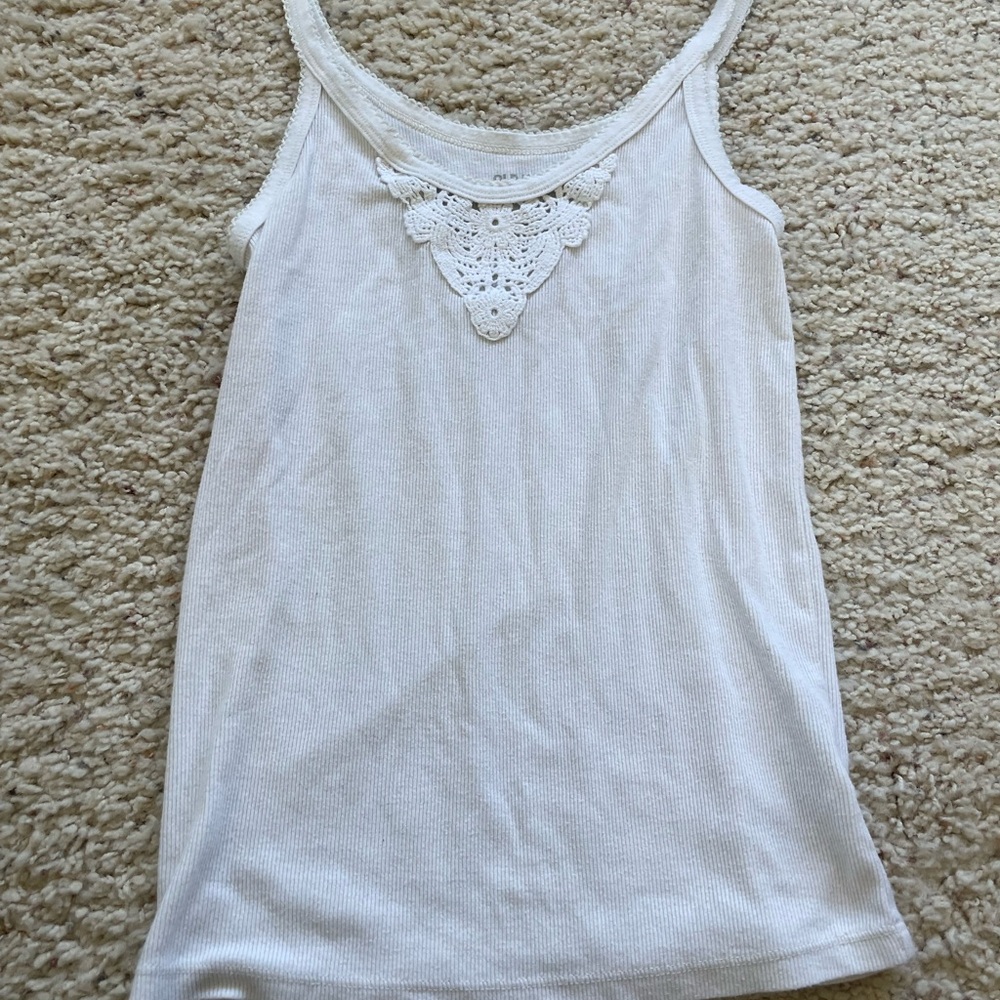 Old Navy White Embellished Fitted Camisole